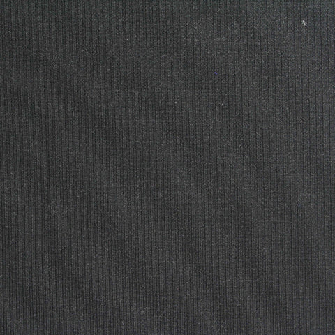 Brushed Polyester Stretch Rib Knit Fabric, 200 gsm, 160 cm — Black