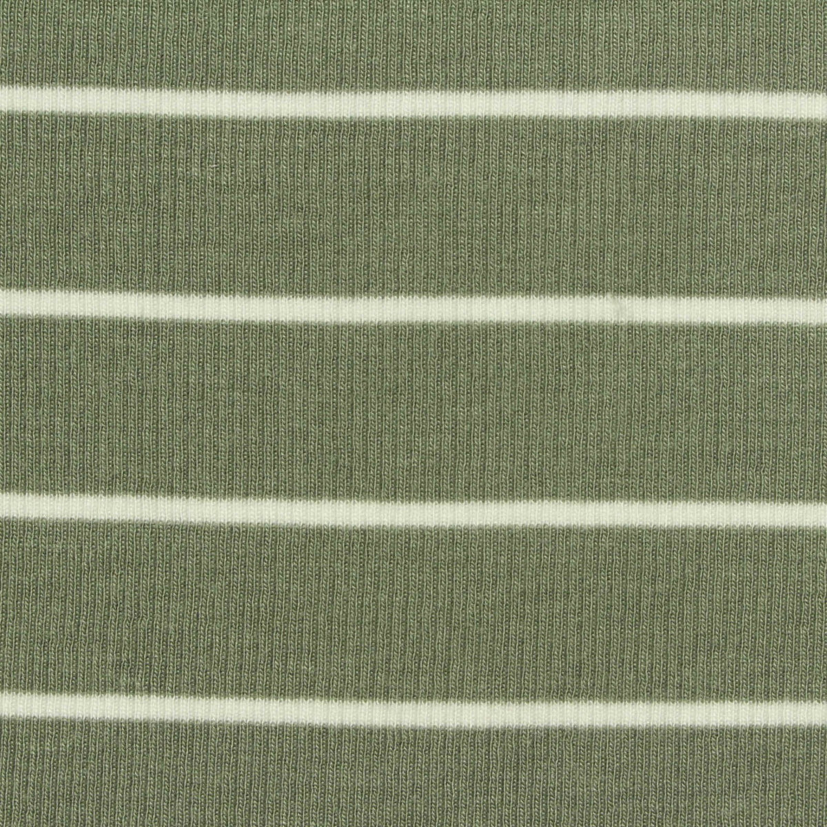 Green Horizontal-Stripe Rib Knit, Viscose, 290 gsm