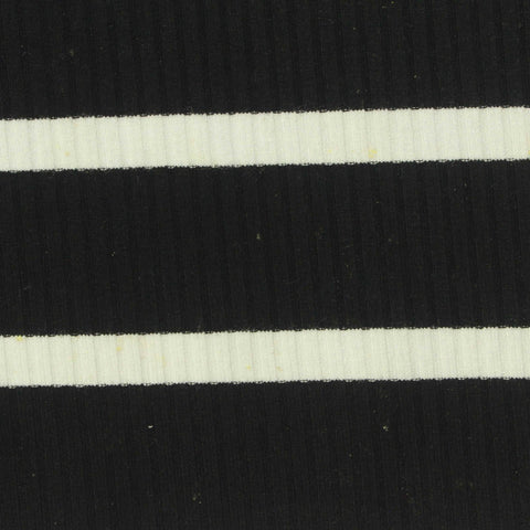 Striped Viscose Stretch Rib Knit Fabric, 300 gsm, 120 cm — Black