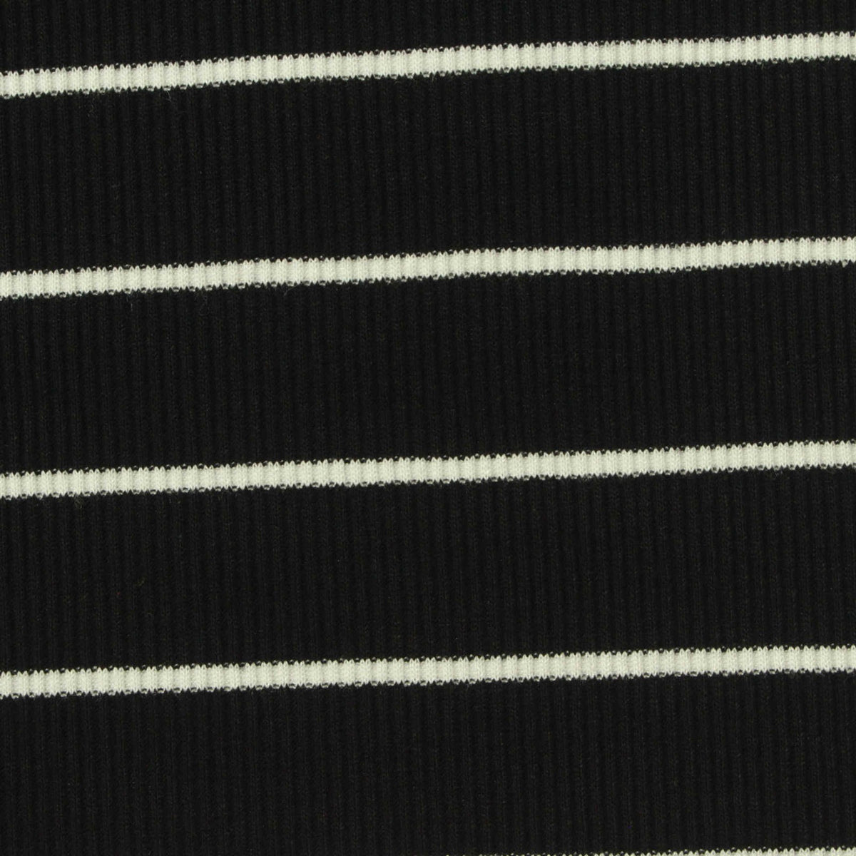 White Horizontal-Stripe Rib Knit, Viscose, 240 gsm