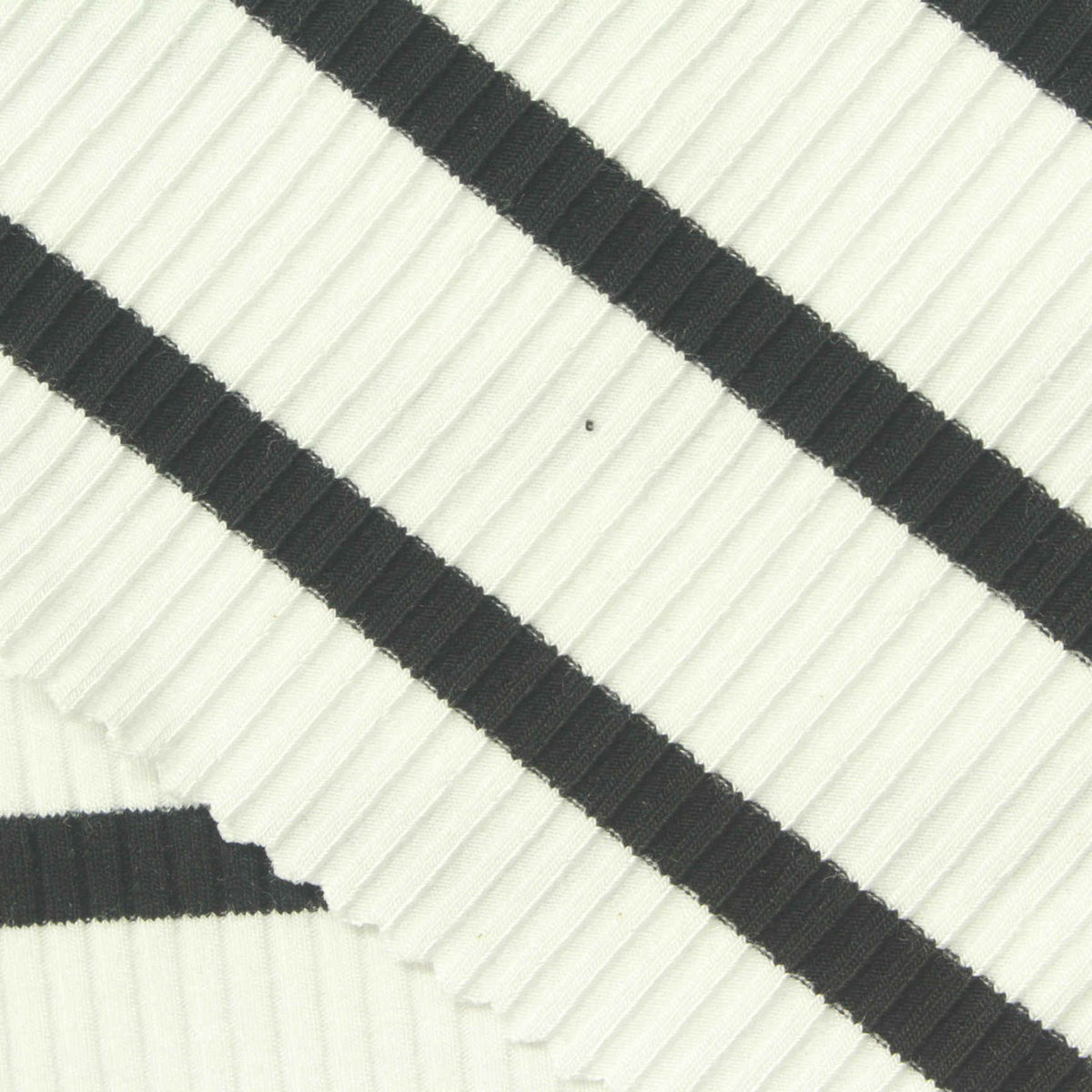 Black Diagonal-Stripe Rib Knit, Viscose, 380 gsm