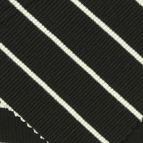 Black Diagonal-Stripe Rib Knit, Viscose, 230 gsm
