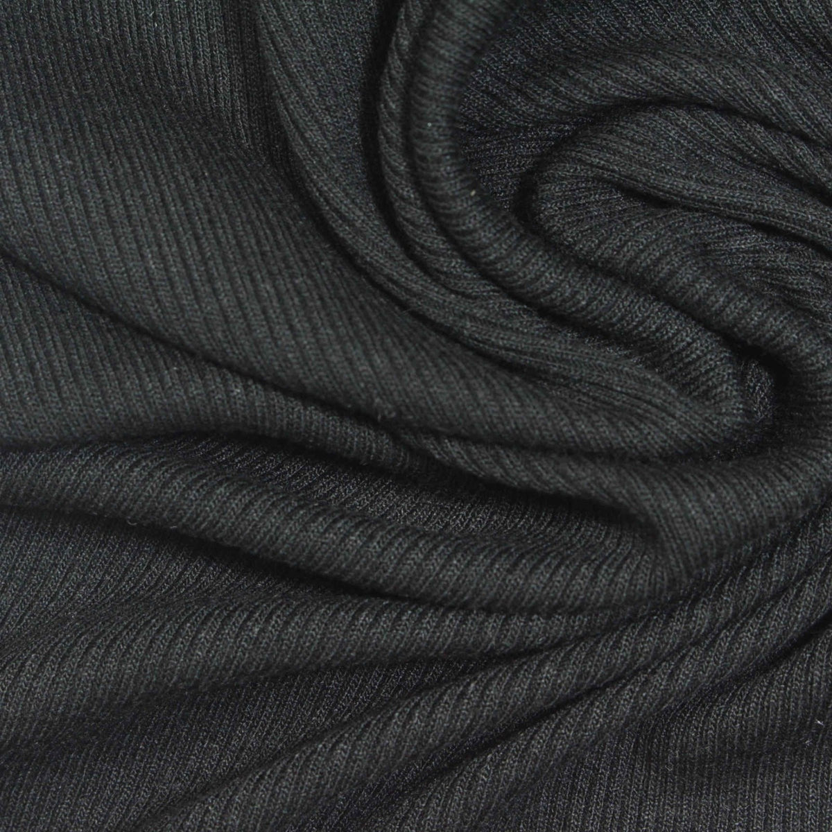 Viscose Stretch Rib Knit Fabric, 280 gsm, 120 cm — Black