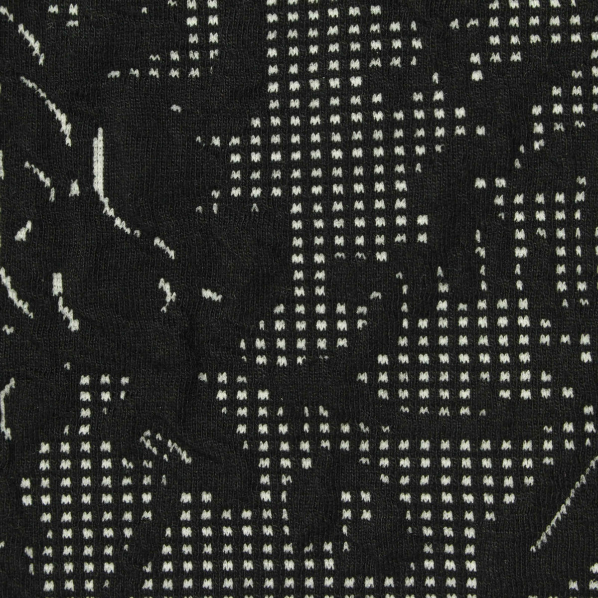 Black Abstract Interlock Knit, Poly-Viscose, 260 gsm