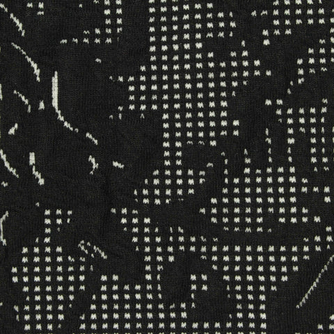 Black Abstract Interlock Knit, Poly-Viscose, 260 gsm