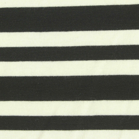 Black Horizontal-Stripe Jersey Knit, Poly-Viscose, 165 gsm, 170 cm