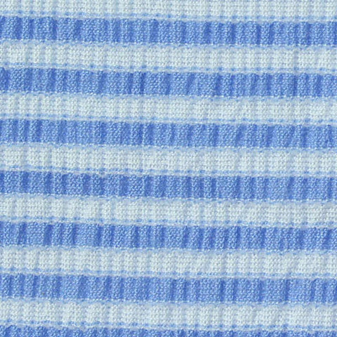 Light Blue Horizontal-Stripe Crepe, Polyester