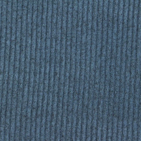 Brushed Viscose Polyester Stretch Rib Knit Fabric, 200 gsm, 145 cm — Blue