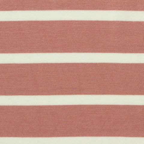 Terracotta Horizontal-Stripe Jersey Knit, Viscose