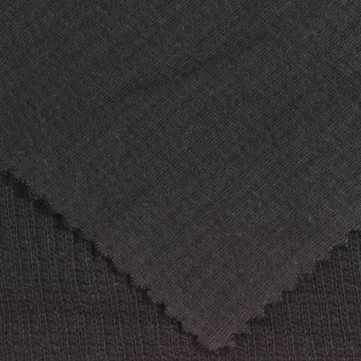 100% Cotton Rib Knit Fabric, 247 gsm, 135 cm — Black