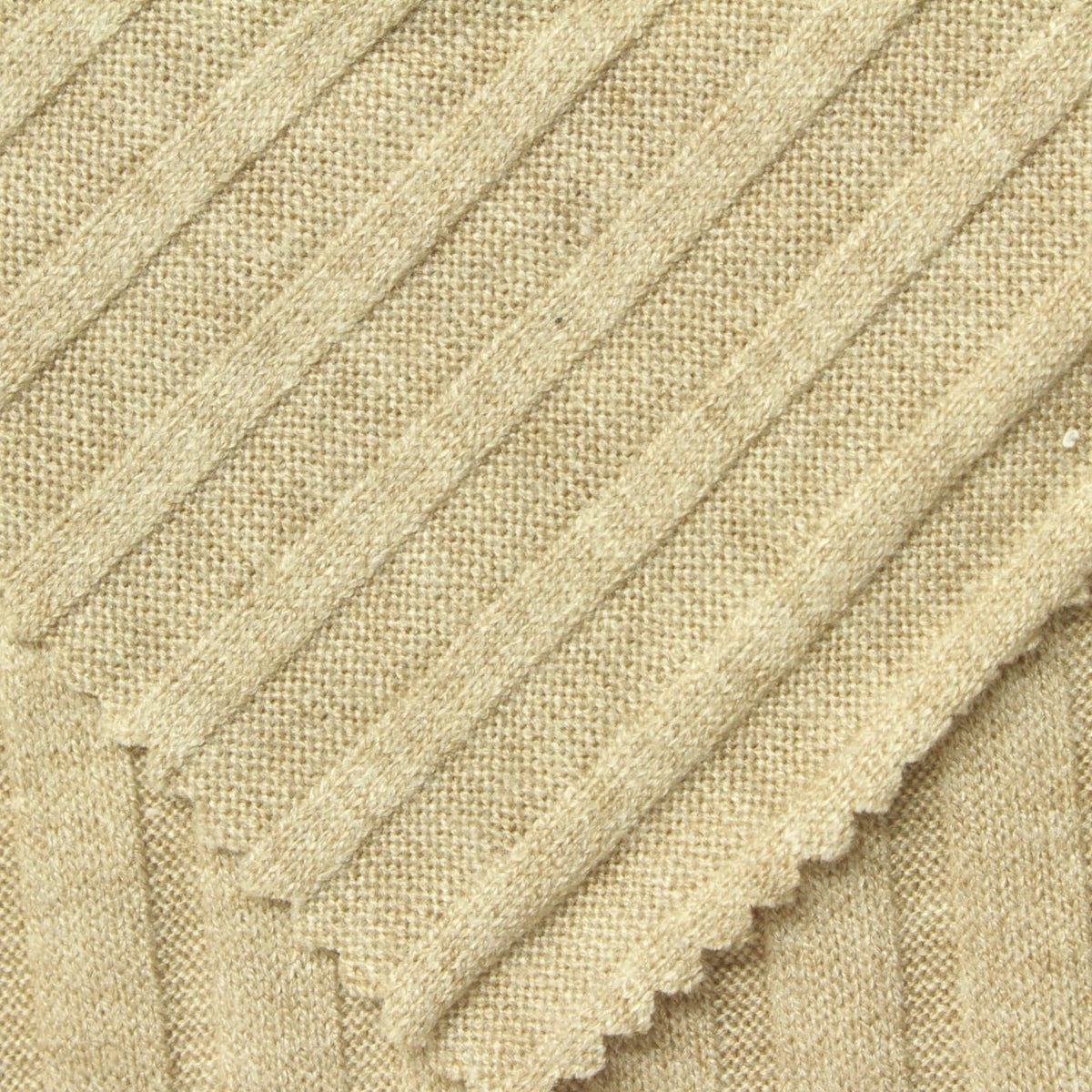 Viscose Polyester Blend Rib Knit Fabric, 200 gsm, 142 cm — Beige