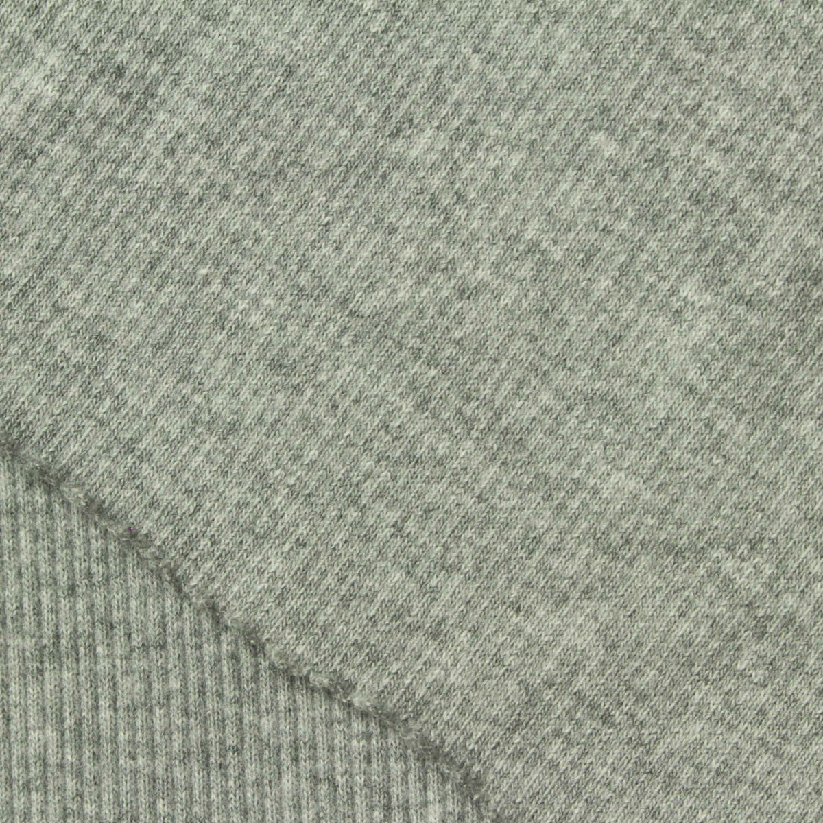 Light Grey Marl Rib Knit, Cotton, 340 gsm