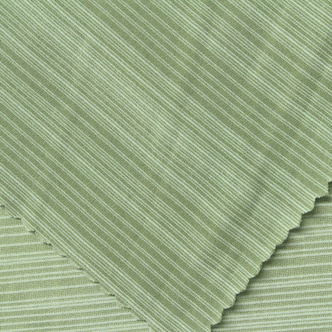 Light Green Stripe Rib Knit, Polyester