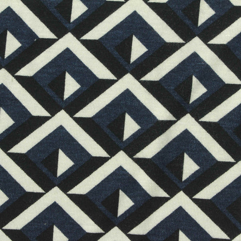 White Triangles Jersey Knit, Viscose