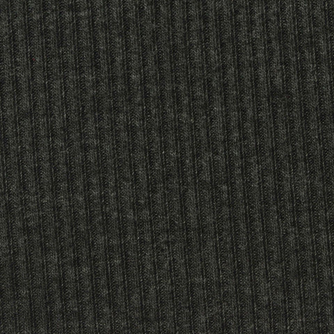Dark Grey Marl Rib Knit, Polyester, 200 gsm, 150 cm