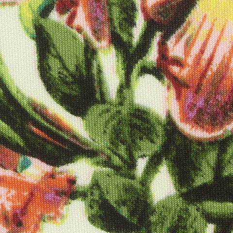 Yellow Flowers Scuba Knit, Polyester