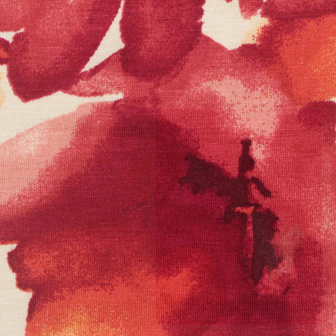 Red Abstract-Floral Knit, Viscose