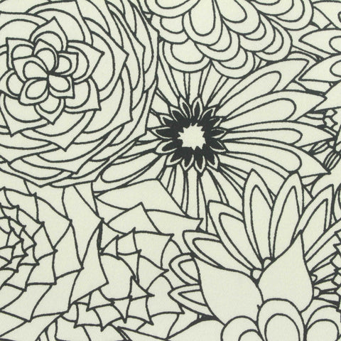Black Floral Knit, Cotton, 200 gsm