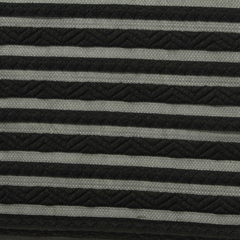 Black Horizontal-Stripe Jersey Knit, Polyester, 220 gsm, 160 cm