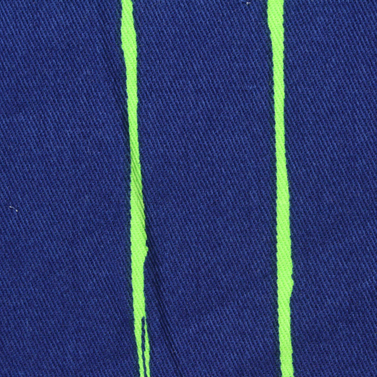 Neon Green Vertical-Stripe Twill, Cotton