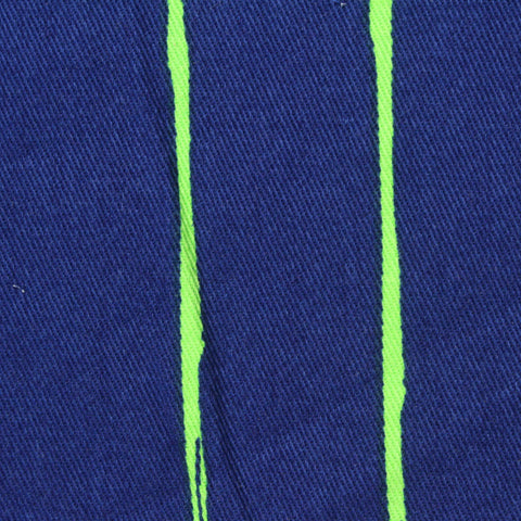 Neon Green Vertical-Stripe Twill, Cotton