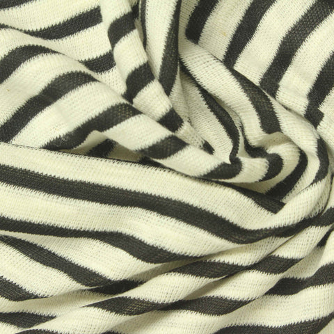 Black Horizontal-Stripe Rib Knit, Cotton-Poly, 110 gsm