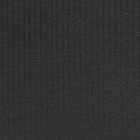 Tencel Lyocell Stretch Rib Knit Fabric, 280 gsm — Black