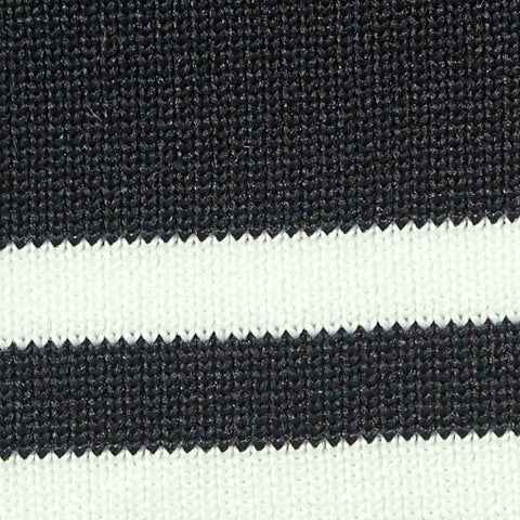 White Horizontal-Stripe Rib Knit, Polyester, 580 gsm