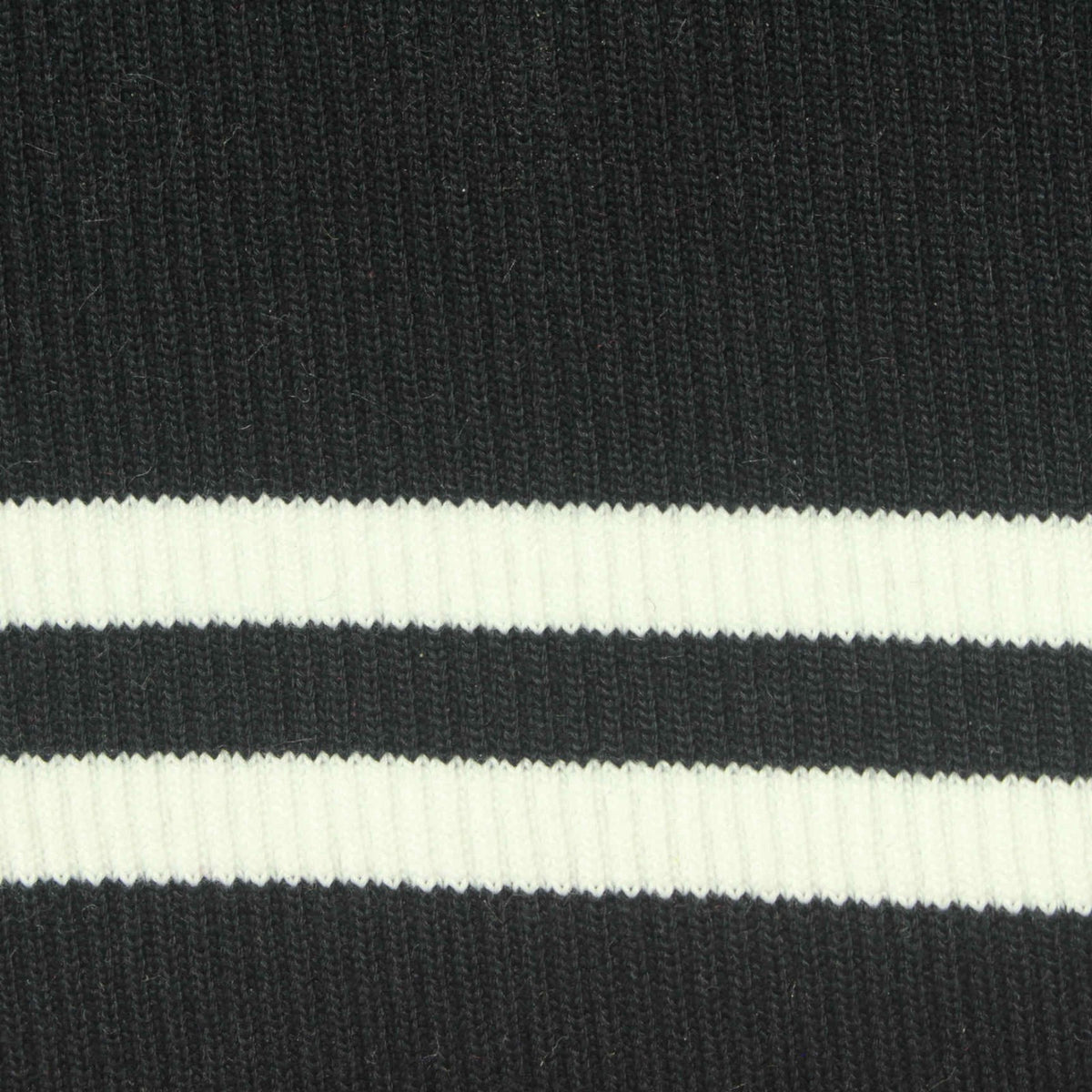 Black Horizontal-Stripe Rib Knit, Polyester, 670 gsm