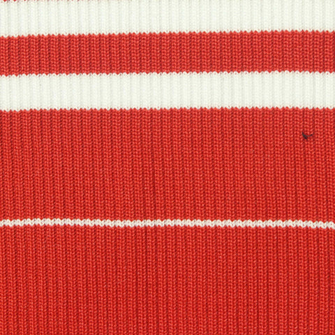 Red Horizontal-Stripe Rib Knit, Polyester, 640 gsm