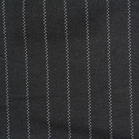 White Vertical-Stripe Ponte Knit, Viscose-Nylon