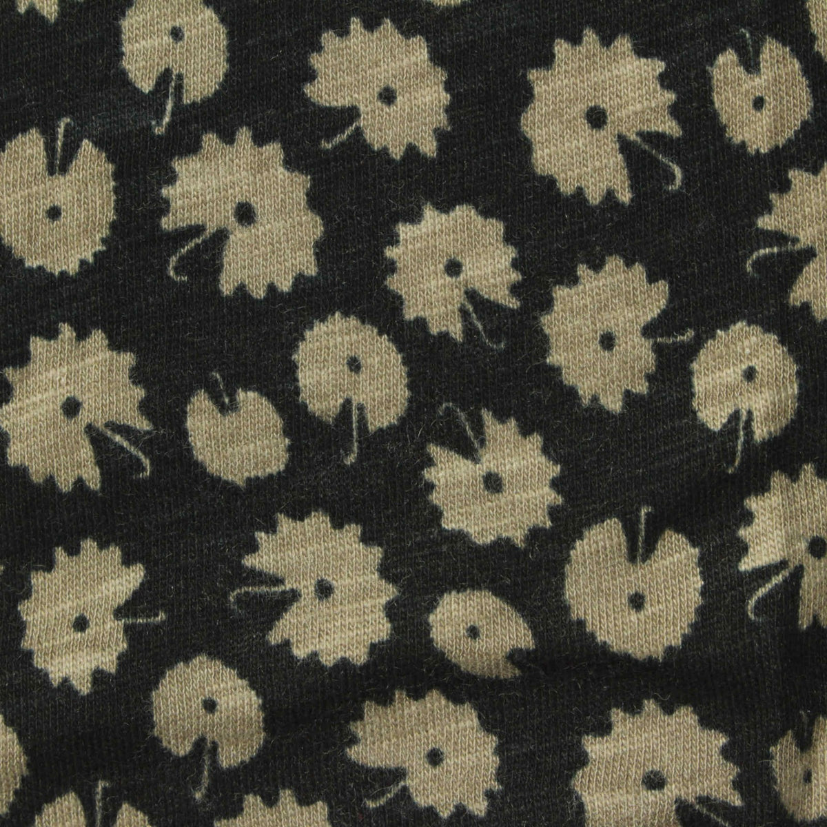 Beige Abstract-Floral Jersey Knit, Cotton-Modal