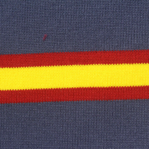 Dark Blue Horizontal-Stripe Rib Knit, Polyester, 570 gsm