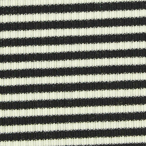 Black Horizontal-Stripe Rib Knit, Tencel Lyocell-Acrylic