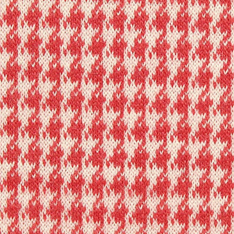 Red Houndstooth Jacquard, Poly-Viscose, 320 gsm