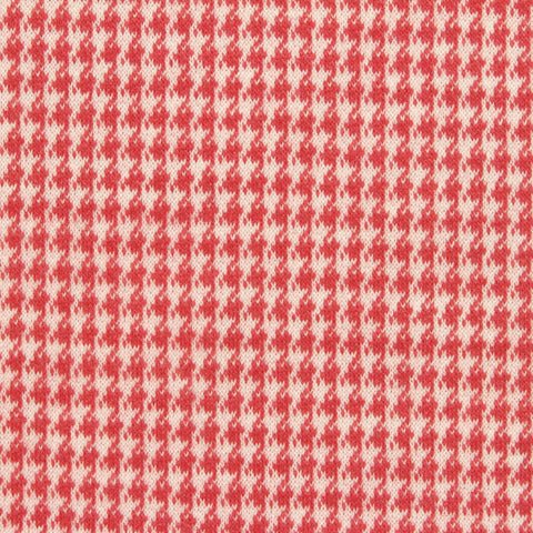 Red Houndstooth Jacquard, Poly-Viscose, 320 gsm