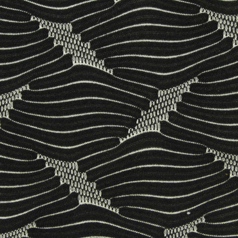 Jacquard Polyester Stretch Crepe Fabric, 184 gsm, 158 cm — Black