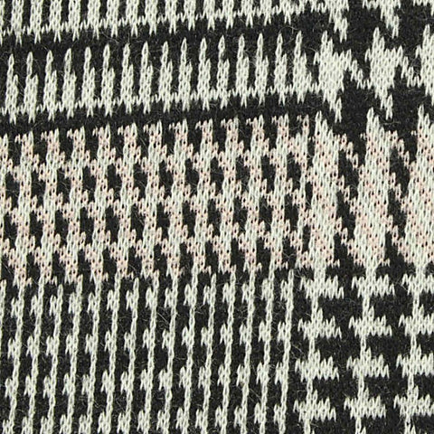 Black Houndstooth Interlock Knit, Polyester, 313 gsm