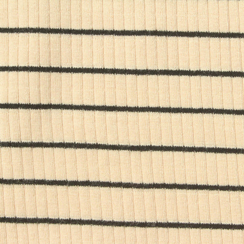Dark Grey Horizontal-Stripe Rib Knit, Viscose, 330 gsm
