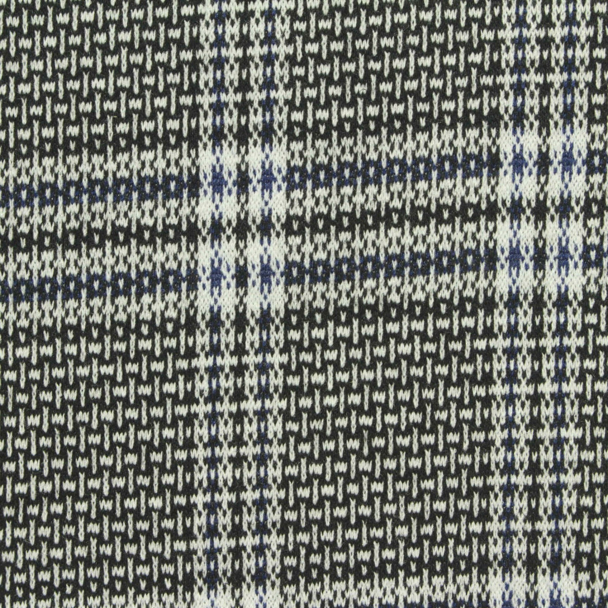 Black Plaid Interlock Knit, Polyester, 330 gsm