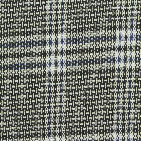 Black Plaid Interlock Knit, Polyester, 330 gsm