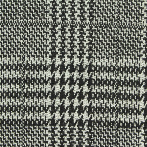 Black Houndstooth Interlock Knit, Polyester, 270 gsm