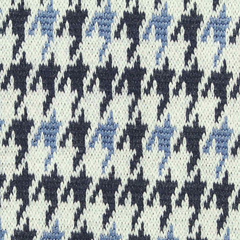 Dark Blue Houndstooth Interlock Knit, Poly-Viscose