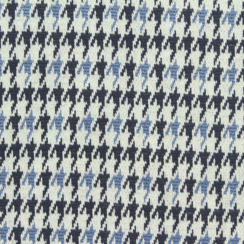 Dark Blue Houndstooth Interlock Knit, Poly-Viscose
