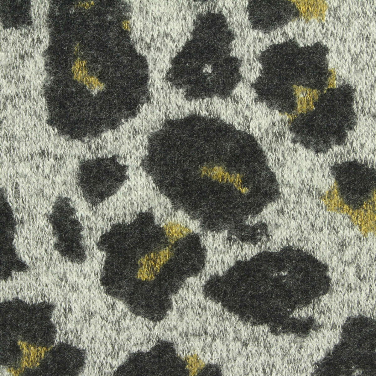 Dark Grey Leopard Knit, Viscose-Poly, 170 gsm
