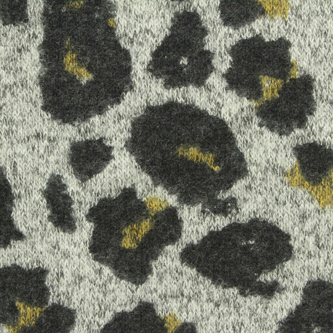 Dark Grey Leopard Knit, Viscose-Poly, 170 gsm