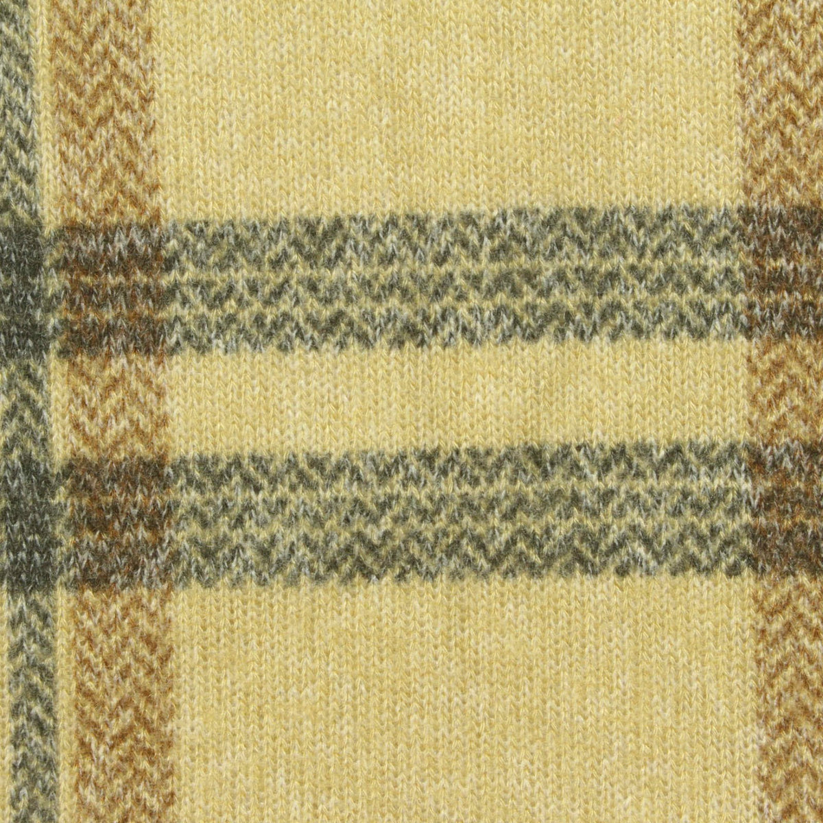 Yellow Plaid Jersey Knit, Viscose-Poly
