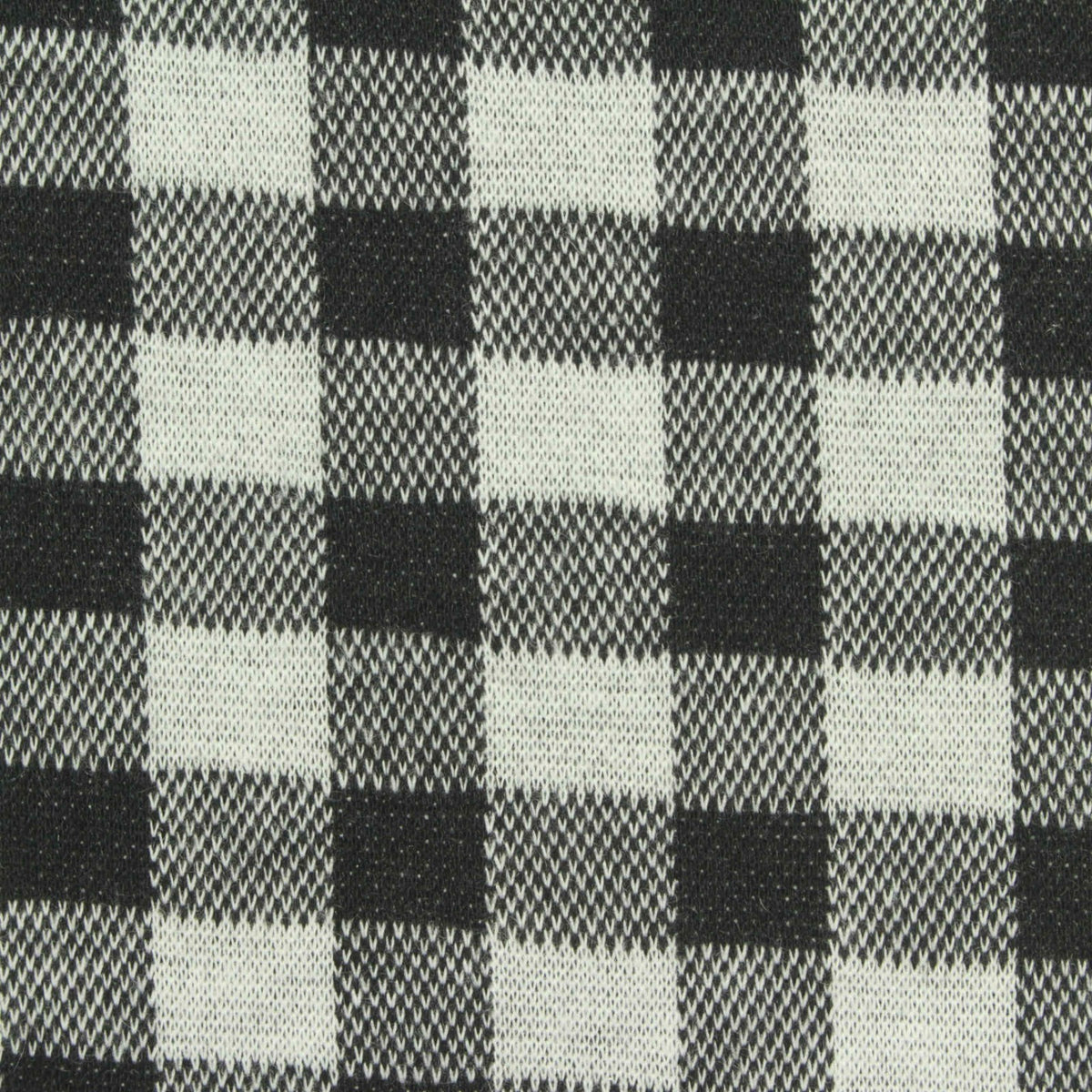 Black Check Interlock Knit, Polyester, 265 gsm