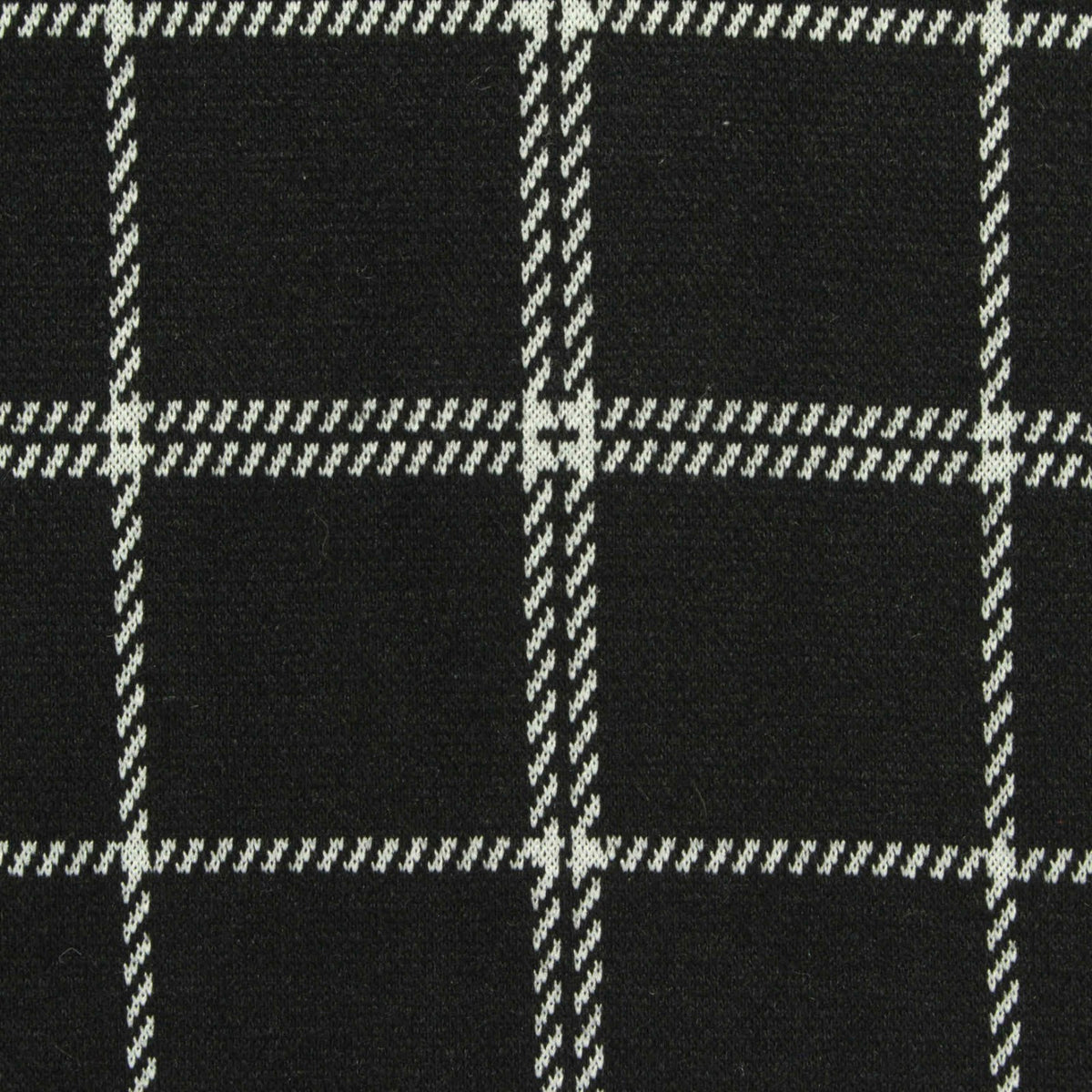 Black Check Interlock Knit, Poly-Viscose, 335 gsm