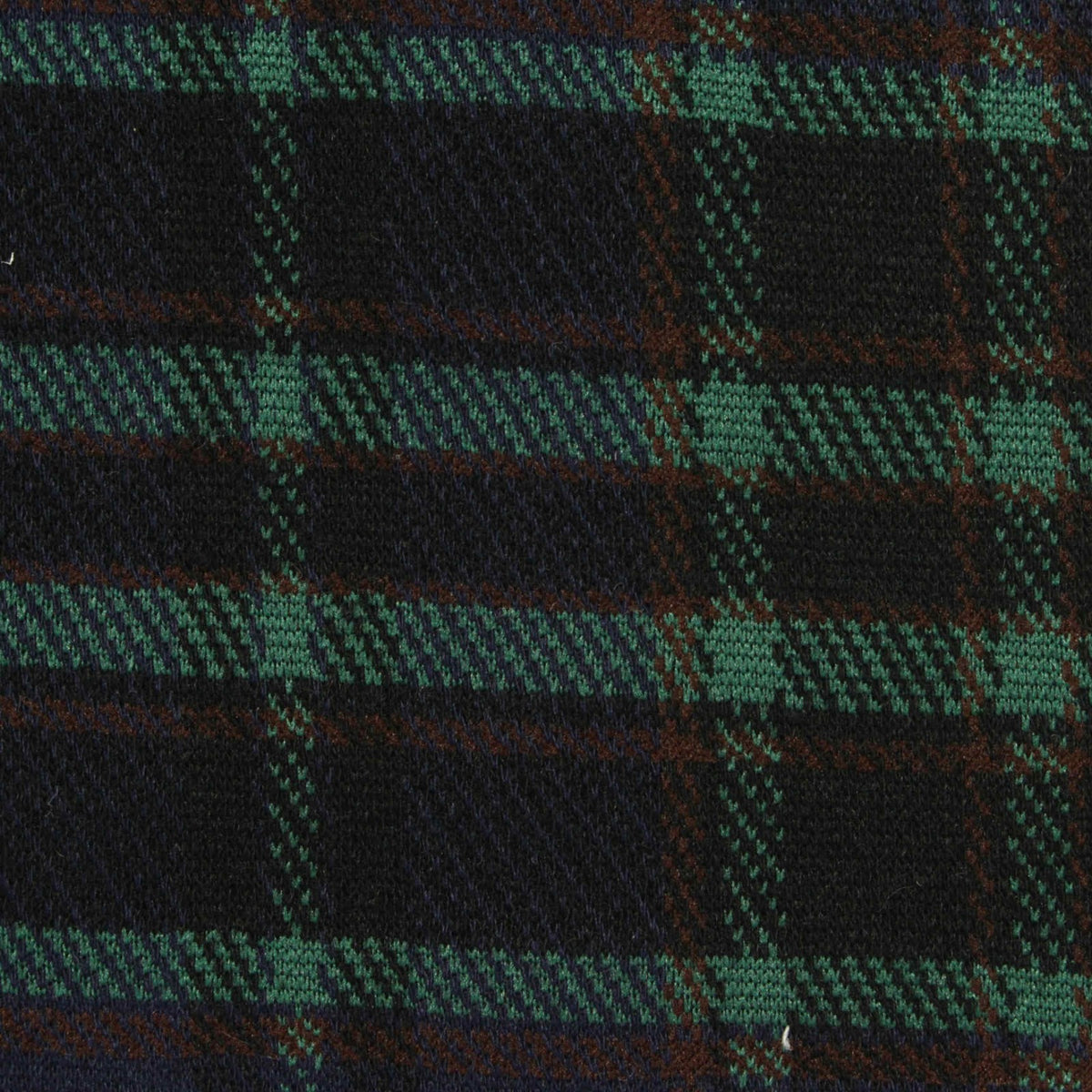 Dark Blue Plaid Interlock Knit, Poly-Viscose